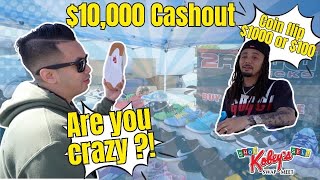 CRAZY DEALS amp STEALS COIN FLIP 10000 CASH OUT AT KOBEYS SWAP MEET SNEAKER EVENT IN SAN DIEGO [upl. by Eidurt]