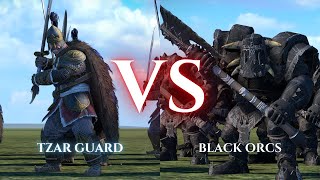 WARHAMMER III Total War  Tzar Guard VS Black Orcs [upl. by Ymaj963]