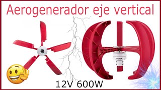 AEROGENERADOR VERTICAL VEVOR 12V 600W  CARACTERÍSTICAS Y PRUEBA DE CARGA ELÉCTRICA [upl. by Eetsirhc]