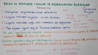 Genel Kimya 2 Bölüm 24Kompleks İyonlar ve Koordinasyon BileşikleriAdlandırma [upl. by Essej398]