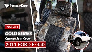 2011 Ford F350 Seat Cover Install  Camo  Gold Series  Realtree Seat Covers  Covers amp Camo [upl. by Pinelli823]