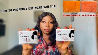 How To Use Kojie San Soap To even out skin tone amp Clear Dark Spots  How to Spot Original and Fake [upl. by Eerdna]