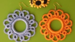 13 TUTORIAL ORECCHINI UNCINETTO CHIACCHIERINO AD AGO ANKARS NEEDLE TATTING CROCHET Frivolitè [upl. by Ayekel]