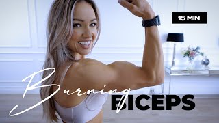 15 Minute BURNING Biceps Workout  Dumbbells  Caroline Girvan [upl. by Salomi930]