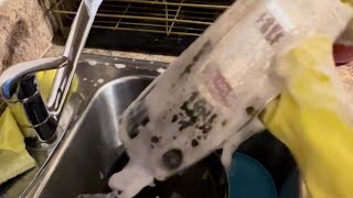 Dishwashing ASMR I made a paste🤭🪣🧼 [upl. by Anibla]