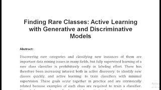 Finding Rare Classes Active Learning with Generative and Discriminative Models [upl. by Bathsheba]