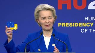 EU leaders seek competitiveness through less regulation and more investments amp reforms vonderleyen [upl. by Jaban170]