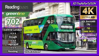 Reading buses greenline 702  Central London ➝ Legoland ➝ Bracknell ➝ Reading Station【4K UW】 [upl. by Alissa44]