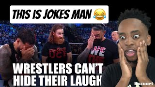 REACTING to  25 Minutes Of Wrestlers Hilariously Breaking Character [upl. by Airdnazxela]