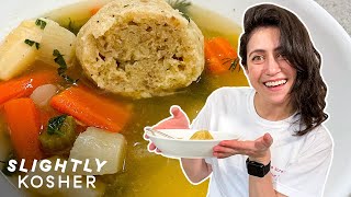 Tess Makes Her Dads Famous Matzo Ball Soup  Slightly Kosher [upl. by Orman]