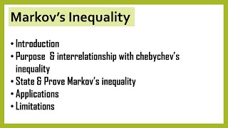 Markovs inequality  Introduction  Purpose  state amp prove  Applications  Limitations [upl. by Mendelsohn]