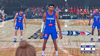 Wemby Olympics Debut  NBA 2K24 Olympics Mode  USA vs France Exhibition Gameplay [upl. by Lilli]