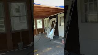 Framing Sunroom with Travertine Floors backyard landscaping construction patio [upl. by Marj]