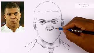 How To Draw Kylian Mbappe Easy Pencil Sketch Portrait mbappe [upl. by Atimed567]