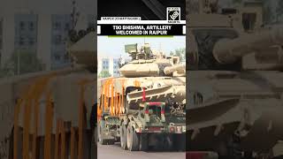 Indian Army’s T90 Bhishma Tank other artillery welcomed by Raipur administration [upl. by Ocisnarf]