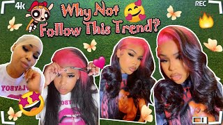 BLONDE SKUNK STRIPE HAIR WIG TREND  Super Easy Tutorial Yolissa Hair [upl. by Okihsoy326]