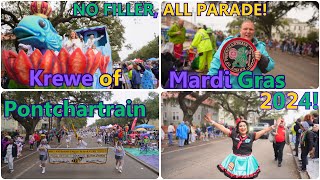 Krewe of Pontchartrain ParadeNew Orleans Mardi Gras 2024 NO FILLER ALL PARADE [upl. by Akfir]