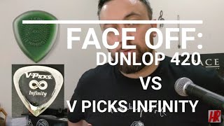 Face Off  Jim Dunlop 420 vs V Picks Infinity plectrums toan heavyrepping [upl. by Chaddie]