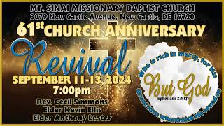 Mt Sinai Missionary Baptist Church  Revival 2024 But God  Night 1  3079 New Castle Ave 19720 [upl. by Feinberg562]