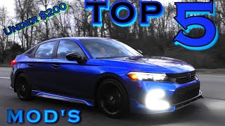 Top 5 Mods for the 11th Gen 2022 Honda Civic Under 200 [upl. by Assadah]