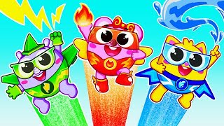 Little Superhero Team for Kids  Sibling Play  Funny Songs For Baby amp Nursery Rhymes by Toddler Zoo [upl. by Kittie943]