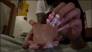 FAST ASMR for sleep 😴 tapping  scratching on salt rock mouth sounds hand sounds 🗿✨ [upl. by Nosreip481]