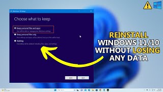 How To Reinstall Windows 1110 Without Losing Apps Data Or Files 2024 [upl. by Welcy]