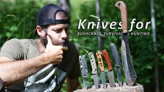 The KNIVES I use for BUSHCRAFT SURVIVAL amp HUNTING  Knife Sharpening TIPS [upl. by Ainegue]