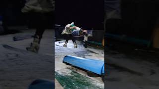 Snowboarding DIY terrain park 5050 back 180 over the down by marcus dinopark [upl. by Leahcimauhsoj]