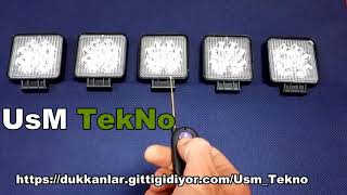 9 LED Kare  Kumandalı Çakarlı  Off Road Sis Farı Tepe Lamba İş Makinası Led Çalışma Lambası [upl. by Oirobil]