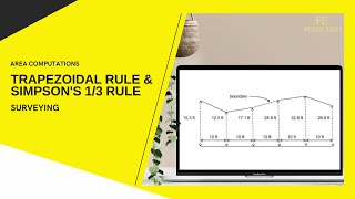 FE Review  Surveying  Area Computations Using Trapezoidal Rule and Simpsons [upl. by Fiedling]