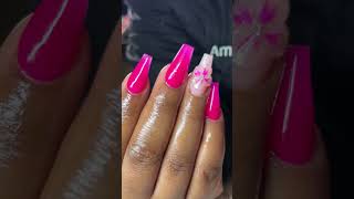 Pink Nails with Gel 3D Flower youtubechamps discovermyafrica pullupyoshorts [upl. by Orna150]