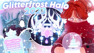 NOVA HALO DE NATAL FROSTY FORTITUDE HALO ❄️ GLITTERFROST 2023 PRIMEIRAS IMPRESSÕES 👀  Royale high [upl. by Ecnadnac]