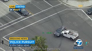 VIDEO Chase ends in crash with civilian SUV in Pasadena victim injured I ABC7 [upl. by Hsetirp]