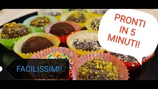 ⚡PRONTI IN 5 MINUTI⚡ RICETTA FACILISSIMA Tartufini al cioccolato🍫 [upl. by Nailuj242]