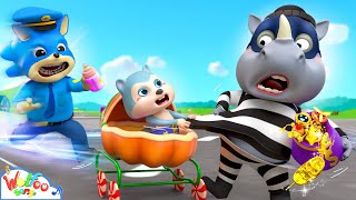 No Baby Stranger Danger Police Officer Take Care Baby Song  More Police Song  Wolfoo Kids Songs [upl. by Edlun]