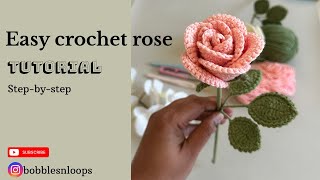 Easy crochet rose tutorialcrochet Floyd rosebeginner friendly stepbystep [upl. by Zehcnas27]