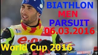 BIATHLON MEN  Pursuit IBU World Championship 2016 6 of March Norway HOLMENKOLLEN [upl. by Barrie]