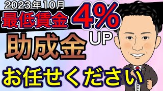 【時給1000円！23年10月最低賃金4％程度上がる見込み】令和5年度10月より最低賃金が改正され4％上がる見込みです。また、賃上げ時に申請できる助成金についても社労士が解説します。 [upl. by Wachtel189]