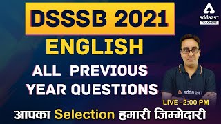 DSSSB 2021 Marathon  English  All Previous Year Questions [upl. by Airemat]