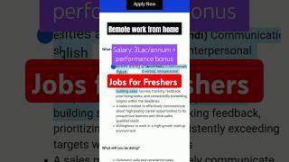 WFH job for Students Housewives Freshers  Hindi Telecalling job from home jobshorts freshersjob [upl. by Zadoc]