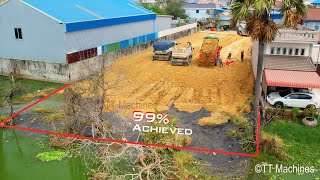 Great Job Completed 99 Fill Up Land Processing By Trucks5T amp Stronger Bulldozer Pushing Stone Soil [upl. by Cahilly]