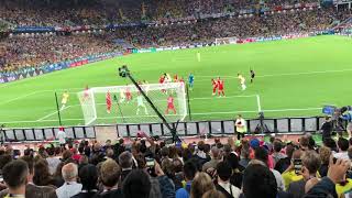 Yerry mina goal FROM THE STANDS last minute to tie the match ENGLAND V COLOMBIA [upl. by Nosnek]