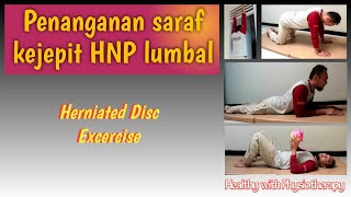 Fisioterapi cara mengobati saraf kejepit HNP Lumbal  Herniated Disc Exercises English Subtitles [upl. by Aerdnac]