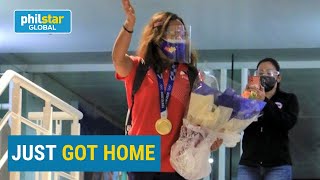 Hidilyn Diaz arrives at NAIA after Olympic feat [upl. by Willett]