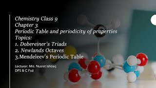 Chemistry 9  Chapter 3  Topics Dobereiners Triads Newlands Octaves Mendeleevs Periodic Table [upl. by Phia]