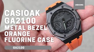 CasiOak GA2100 Metal Bezel Orange Fluorine Rubber [upl. by Yanrahc231]