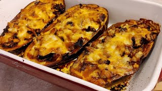 AUBERGINES FARCIES au four GRATINÉES 🍆 Recette végétarienne❗ ❤topchef🇺🇲 [upl. by Kurtzig]