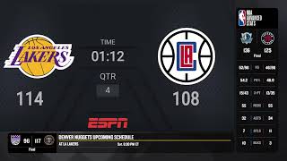 Lakers vs Clippers NBA Regular Season on ESPN Live Scoreboard [upl. by Birkett]