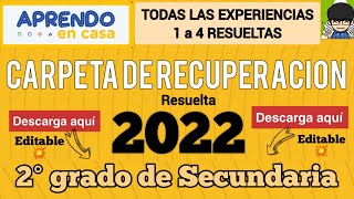 📐CARPETA DE RECUPERACION 2022  2DO SECUNDARIA  RESUELTO  EXPERIENCIA 1234 ✏️ DESCARGA AQUI [upl. by Leal795]